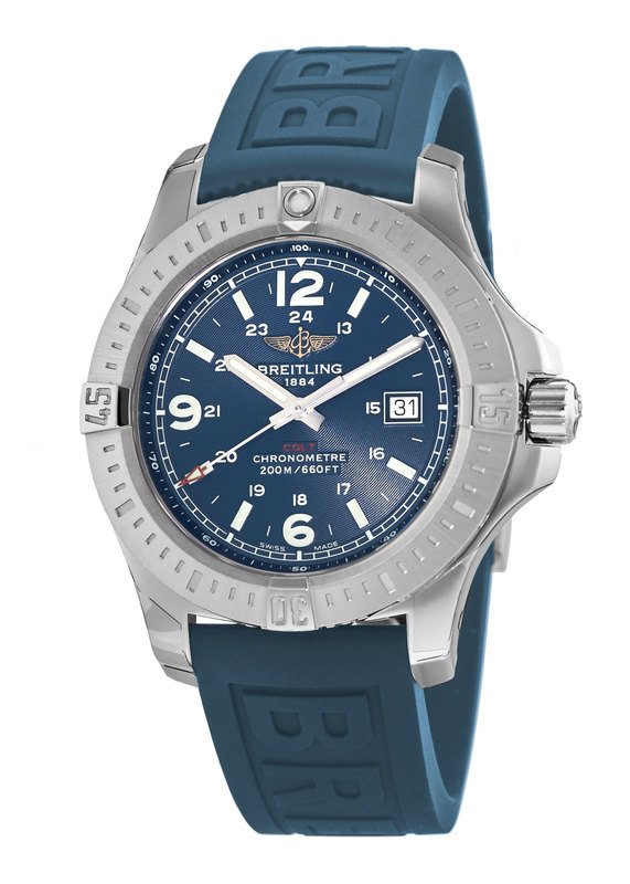 The comfortable fake Breitling Colt A7438811 watches have blue rubber straps.
