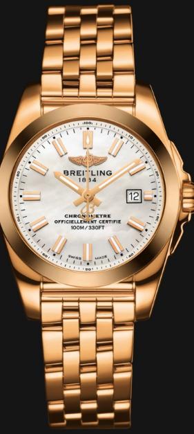 The luxury fake Breitling Galactic H7234812 watches are made from 18k rose gold.