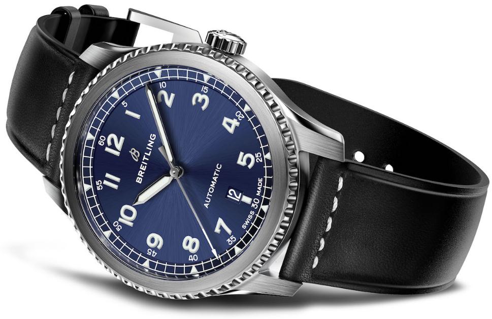 The comfortable replica Breitling Navitimer A45330101C1X1 watches have black leather straps.