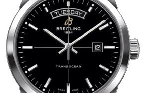 The 43 mm copy Breitling Transocean A4531012 watches have black dials with both day and date windows.