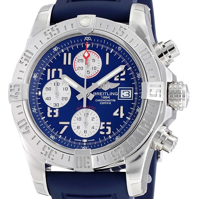The 43 mm fake Breitling Avenger A1338111 watches have blue dials.