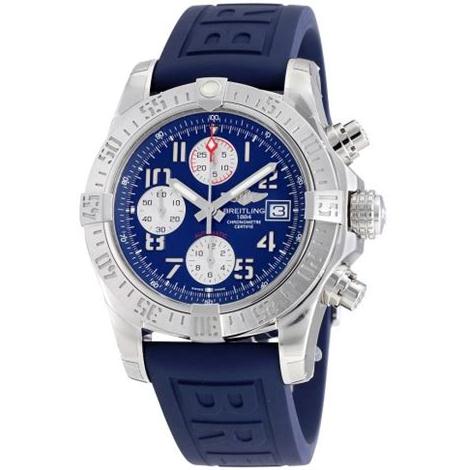 The well-designed replica Breitling Avenger A1338111 watches have blue rubber straps.