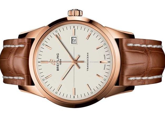 The well-designed copy Breitling Transocean R1036012 watches have brown leather straps.