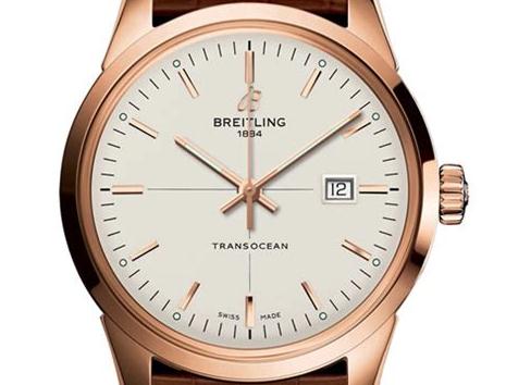 The 43 mm replica Breitling Transocean R1036012 watches have silvery dials.
