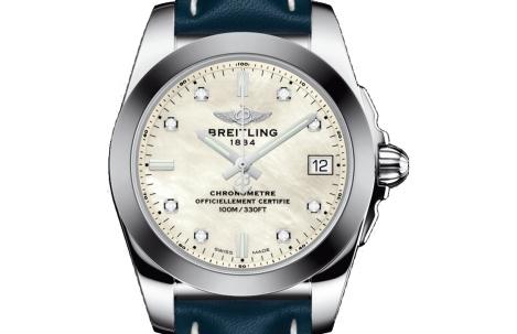 The 36 mm replica Breitling Galactic 36 W7433012 watches have white mother-of-pearl dials.