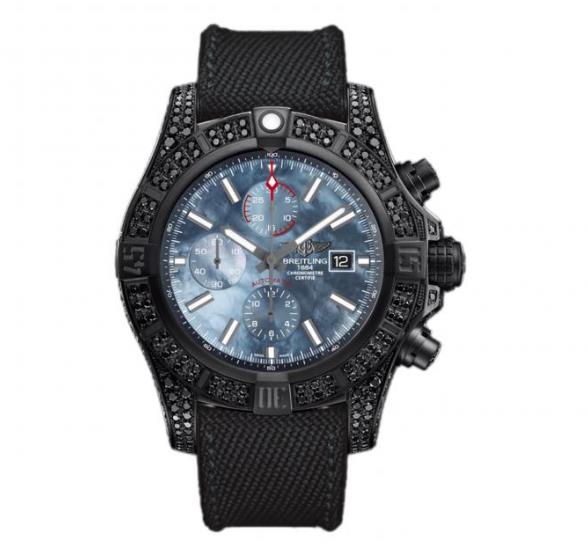 The black steel fake watches are decorated with diamonds.
