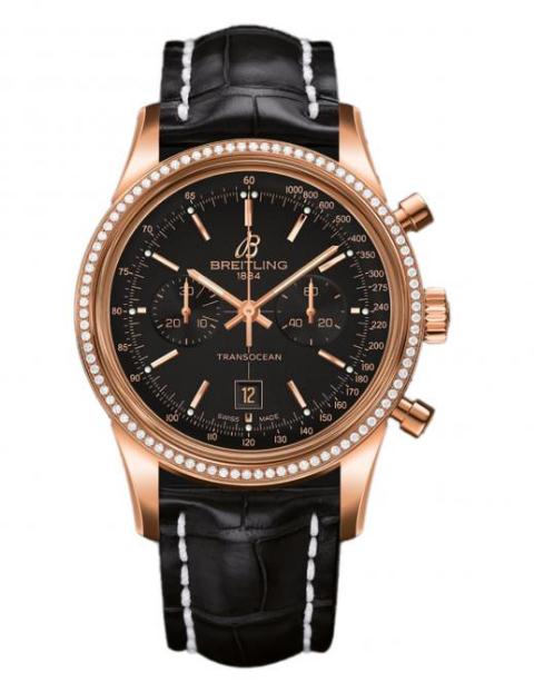 The 18k rose gold fake watches are decorated with diamonds.