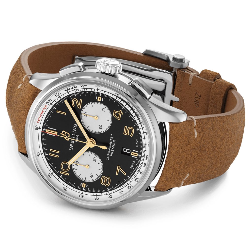 The new Breitling Premier replica sports a distinctive look of retro style.